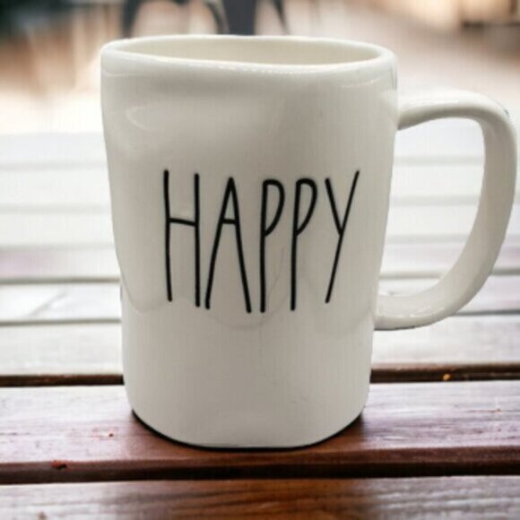 Rae Dunn HAPPY Mug Classic Contemporary Tea Coffee - Picture 2 of 9